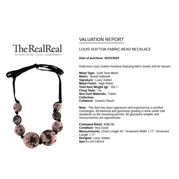 Louis Vuitton (Collector Item) Large Floral Fabric Bead Statement Necklace VGUC - Picture 7 of 7